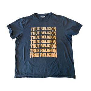 TRUE RELIGION Descending Arch Logo T-Shirt Tee Top Men's size 3XL Y2K